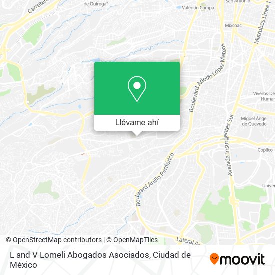 Mapa de L and V Lomeli Abogados Asociados