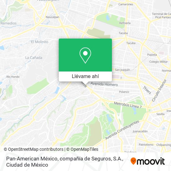 Mapa de Pan-American México, compañía de Seguros, S.A.