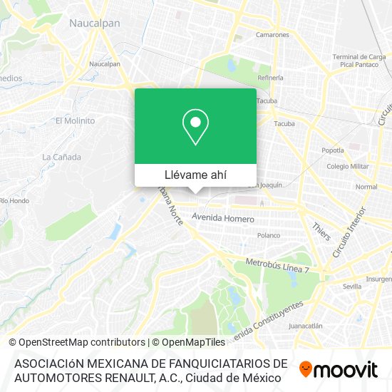Mapa de ASOCIACIóN MEXICANA DE FANQUICIATARIOS DE AUTOMOTORES RENAULT, A.C.