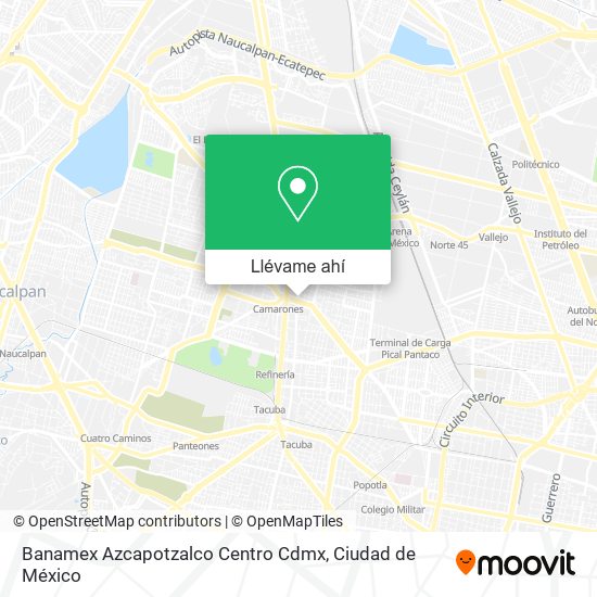 Mapa de Banamex Azcapotzalco Centro Cdmx