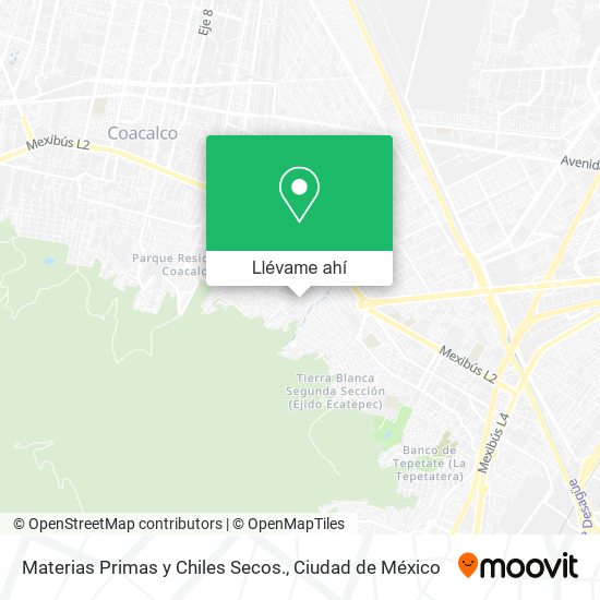 Mapa de Materias Primas y Chiles Secos.