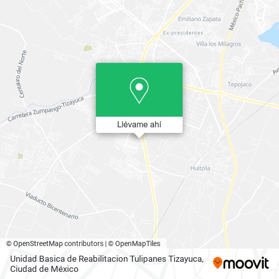 Mapa de Unidad Basica de Reabilitacion Tulipanes Tizayuca