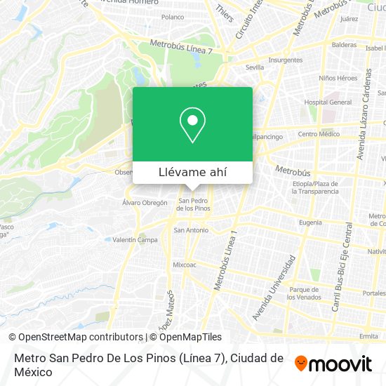 Mapa de Metro San Pedro De Los Pinos (Línea 7)