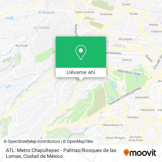 Mapa de ATL:  Metro Chapultepec -  Palmas / Bosques de las Lomas