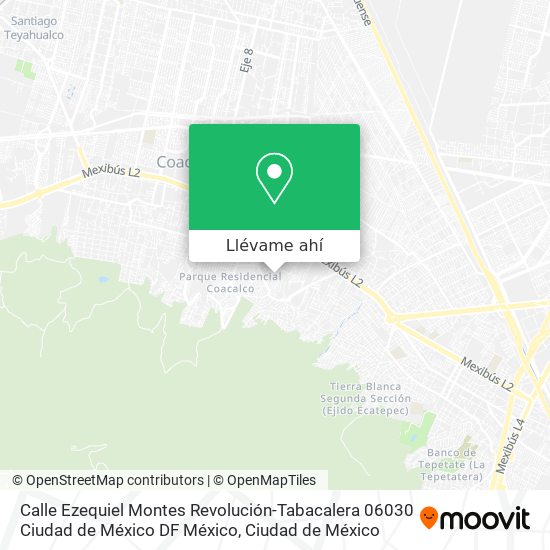 Mapa de Calle Ezequiel Montes  Revolución-Tabacalera 06030 Ciudad de México DF México