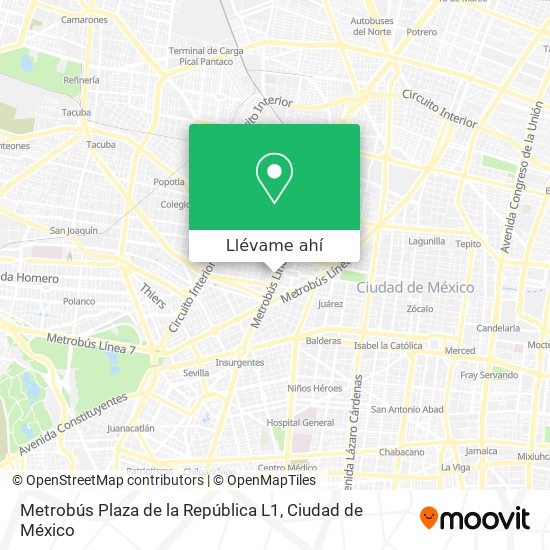 Mapa de Metrobús Plaza de la República L1