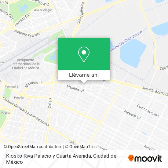 Mapa de Kiosko Riva Palacio y Cuarta Avenida