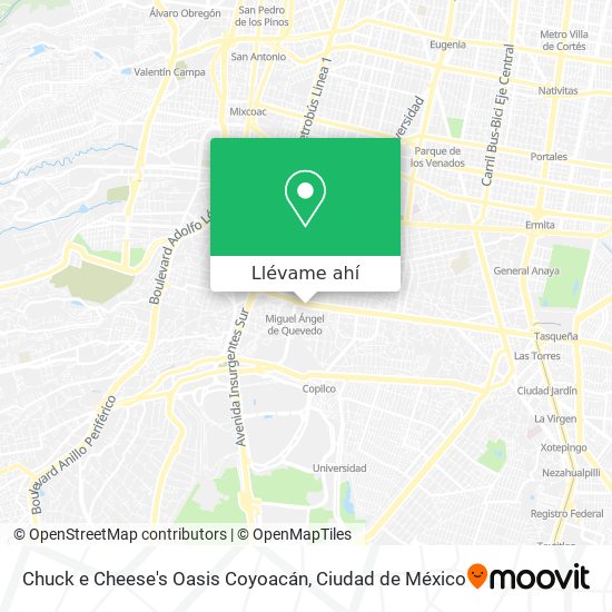 Mapa de Chuck e Cheese's Oasis Coyoacán