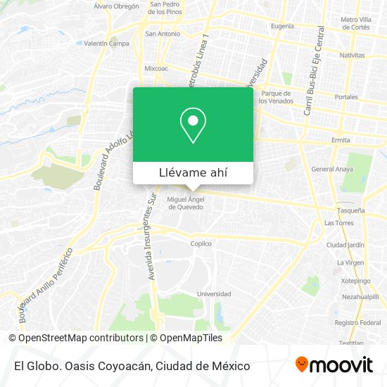 Mapa de El Globo. Oasis Coyoacán