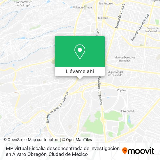 Mapa de MP virtual Fiscalía desconcentrada de investigación en Álvaro Obregón