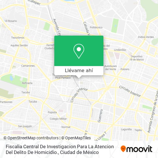 Mapa de Fiscalia Central De Investigacion Para La Atencion Del Delito De Homicidio.