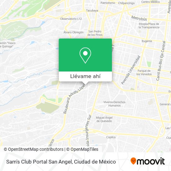 Cómo llegar a Sam's Club Portal San Angel en Miguel Hidalgo en Autobús o  Metro?
