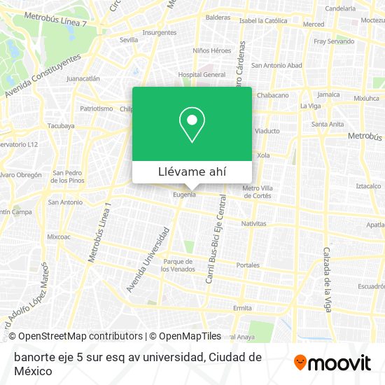 Mapa de banorte eje 5 sur esq av universidad