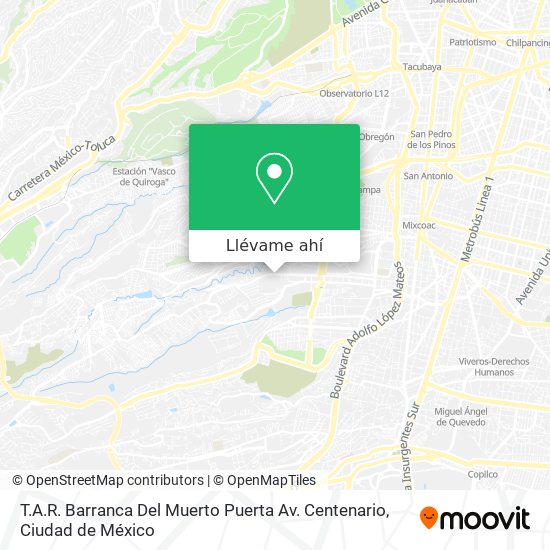 Mapa de T.A.R. Barranca Del Muerto Puerta Av. Centenario