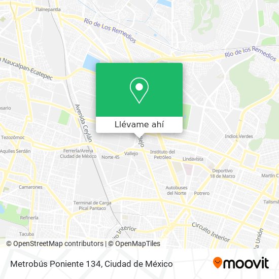 Mapa de Metrobús Poniente 134