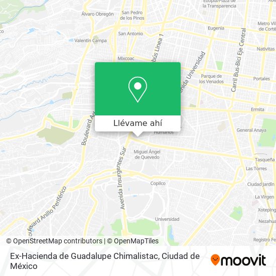 Mapa de Ex-Hacienda de Guadalupe Chimalistac