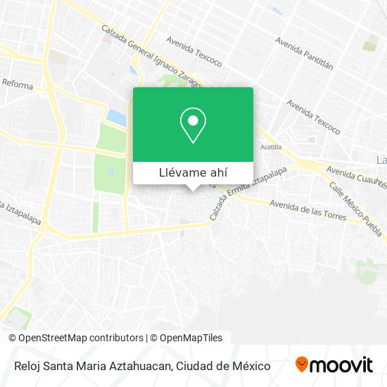 Mapa de Reloj Santa Maria Aztahuacan