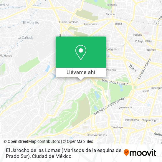 Mapa de El Jarocho de las Lomas (Mariscos de la esquina de Prado Sur)