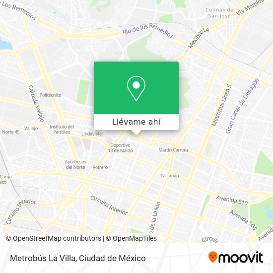 Mapa de Metrobús La Villa