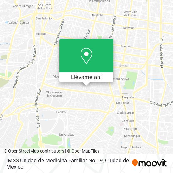 Mapa de IMSS Unidad de Medicina Familiar No 19