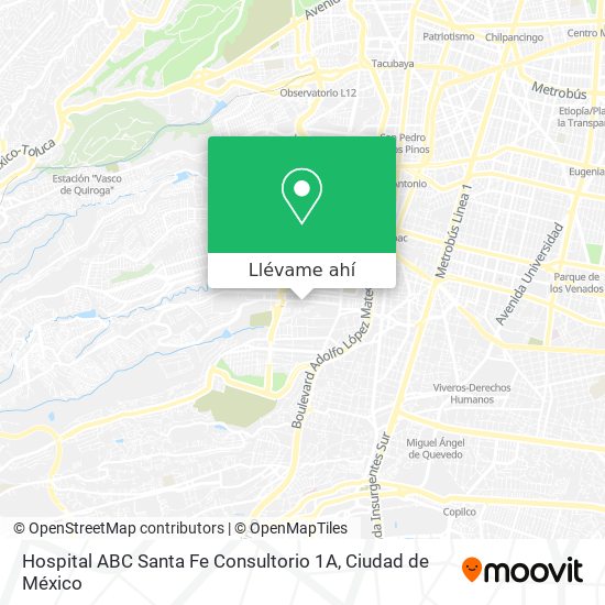 Mapa de Hospital ABC Santa Fe Consultorio 1A