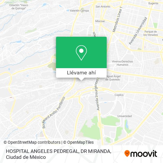 Mapa de HOSPITAL ANGELES PEDREGAL, DR MIRANDA
