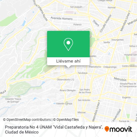 Mapa de Preparatoria No 4 ÚNAM "Vidal Castañeda y Najera"