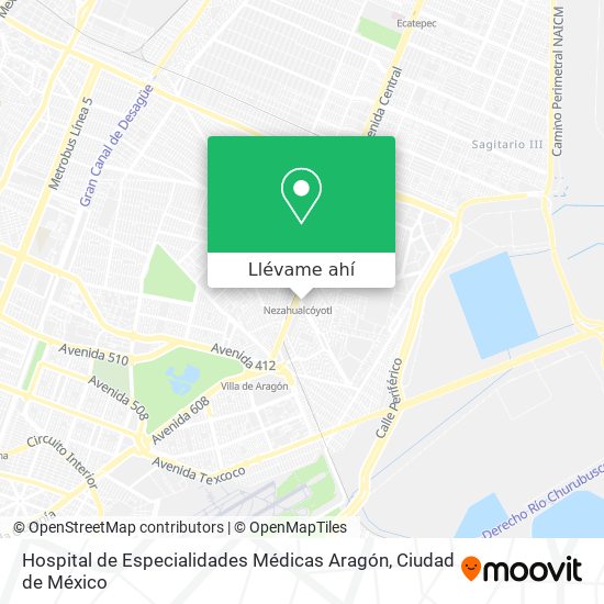 Mapa de Hospital de Especialidades Médicas Aragón
