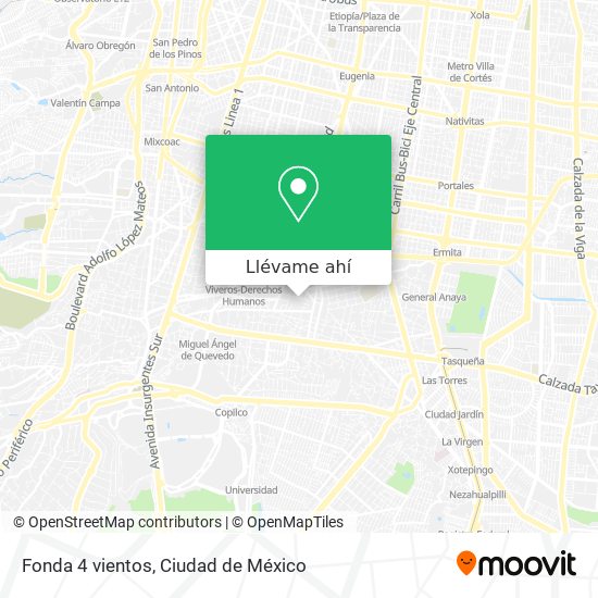 Cómo llegar a Fonda 4 vientos en Alvaro Obregón en Autobús o Metro?