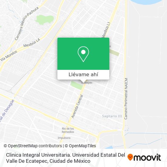 Mapa de Clinica Integral Universitaria. Universidad Estatal Del Valle De Ecatepec