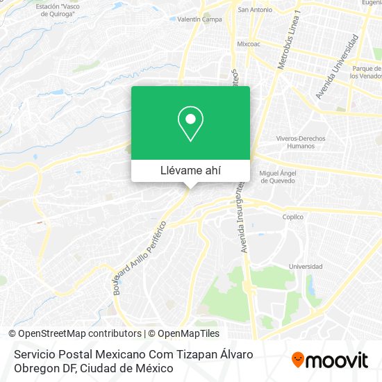 Mapa de Servicio Postal Mexicano Com Tizapan Álvaro Obregon DF