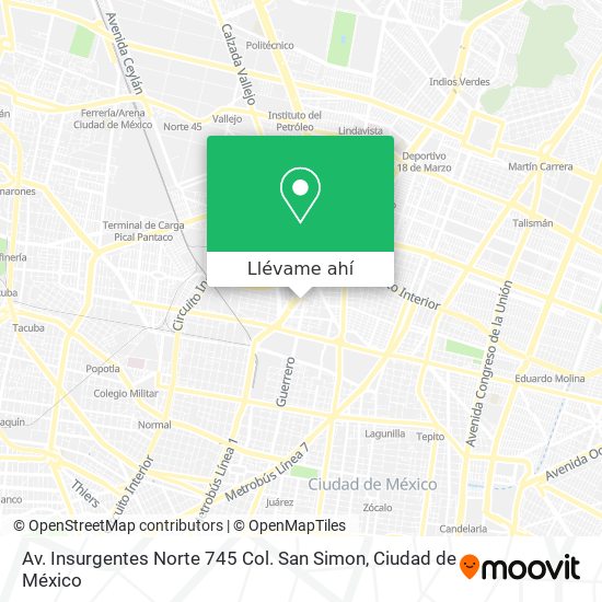 Mapa de Av. Insurgentes Norte 745 Col. San Simon