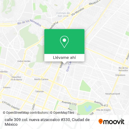 Mapa de calle 309 col. nueva atzacoalco #330