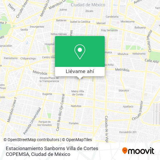 Mapa de Estacionamiento Sanborns Villa de Cortes COPEMSA