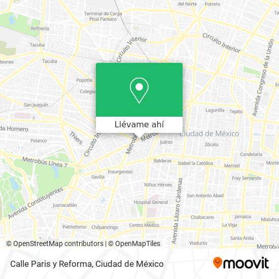 Mapa de Calle Paris y Reforma