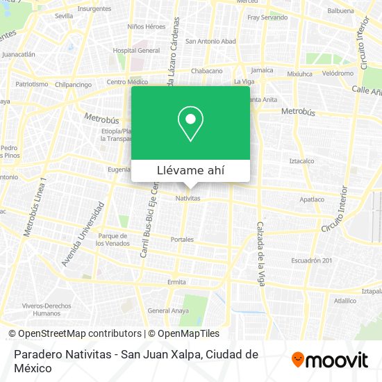 Mapa de Paradero Nativitas - San Juan Xalpa