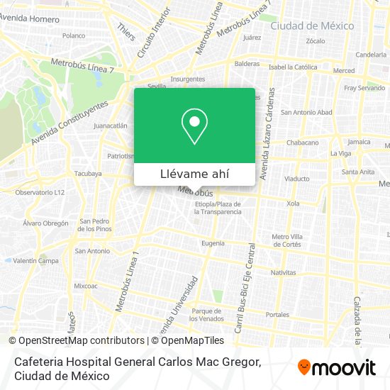 Mapa de Cafeteria Hospital General Carlos Mac Gregor