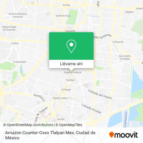 Mapa de Amazon Counter-Oxxo Tlalpan Mex