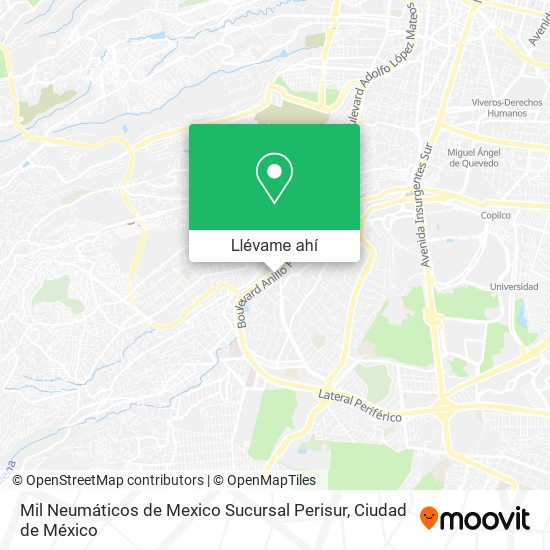 Mapa de Mil Neumáticos de Mexico Sucursal Perisur