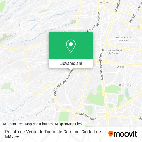 Mapa de Puesto de Venta de Tacos de Carnitas