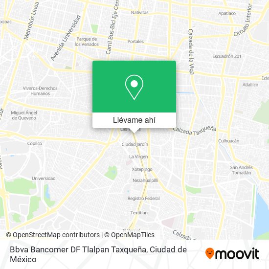 Mapa de Bbva Bancomer DF Tlalpan Taxqueña