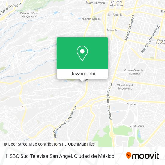 Mapa de HSBC Suc Televisa San Angel