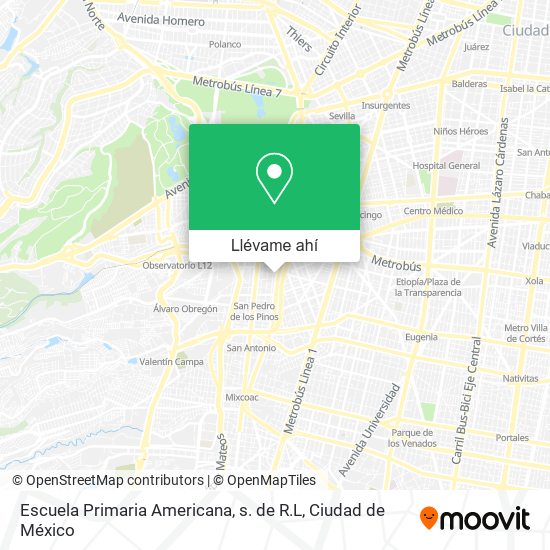 Mapa de Escuela Primaria Americana, s. de R.L