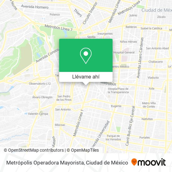 Mapa de Metrópolis Operadora Mayorista