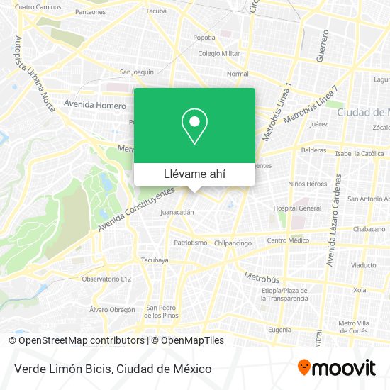 Mapa de Verde Limón Bicis