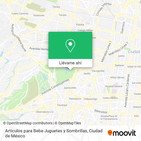 Mapa de Artículos para Bebe Juguetes y Sombrillas