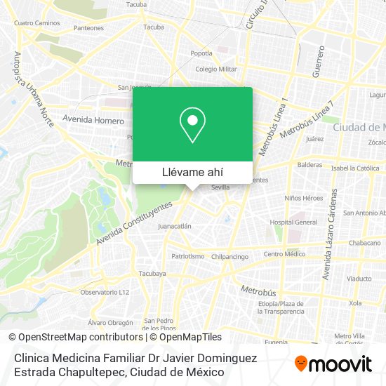 Mapa de Clinica Medicina Familiar Dr Javier Dominguez Estrada Chapultepec