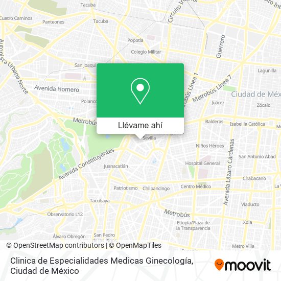 Mapa de Clinica de Especialidades Medicas Ginecología