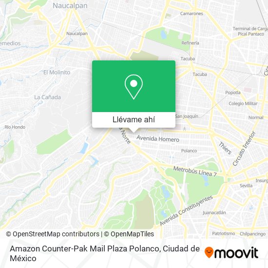 Mapa de Amazon Counter-Pak Mail Plaza Polanco