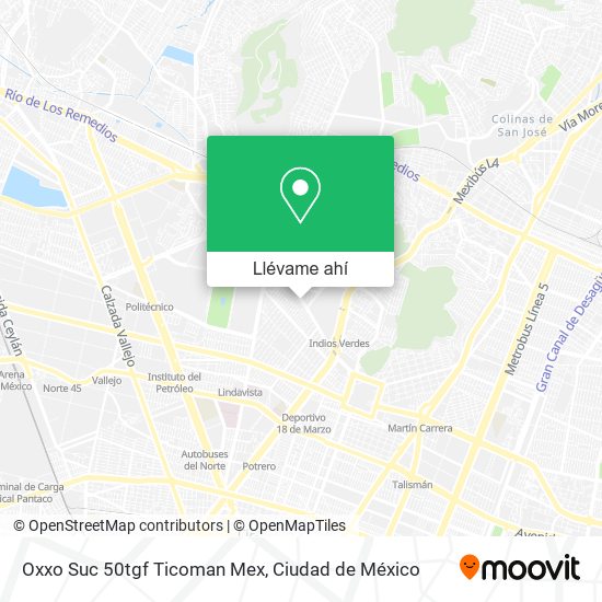 Mapa de Oxxo Suc 50tgf Ticoman Mex